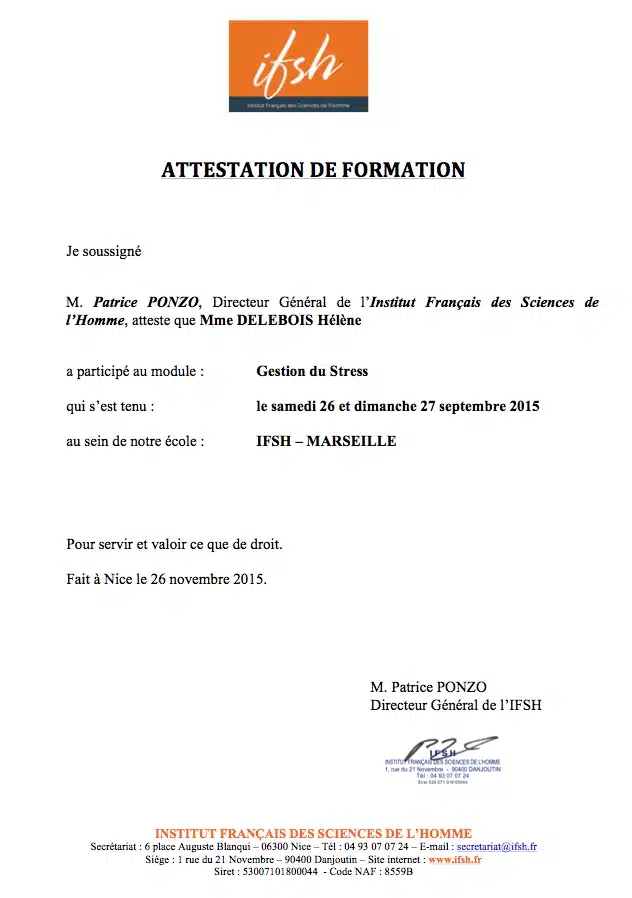 diplome - certificat - attestation - H Delebois